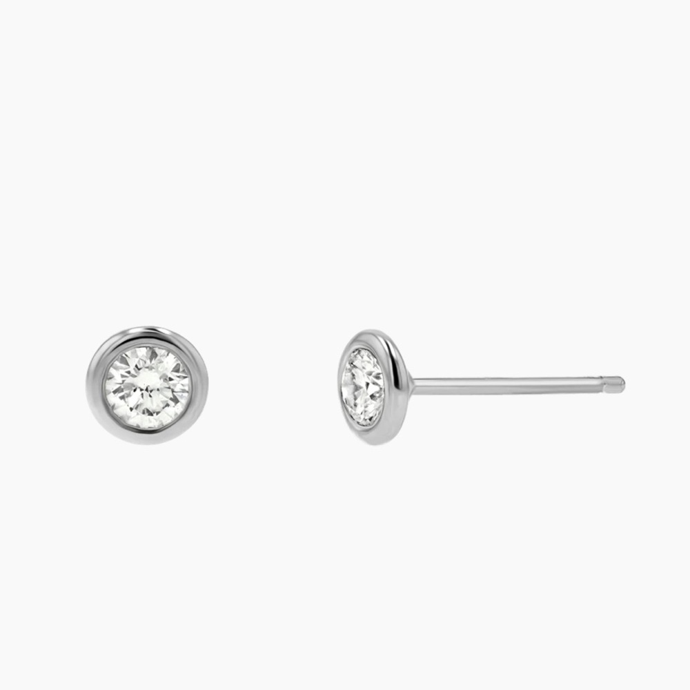 14K WHITE GOLD AND BEZEL DIAMOND STUD
EARRINGS